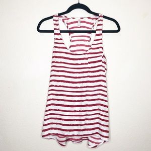 Xhilaration Red & White Stripe Flowy Tank Top